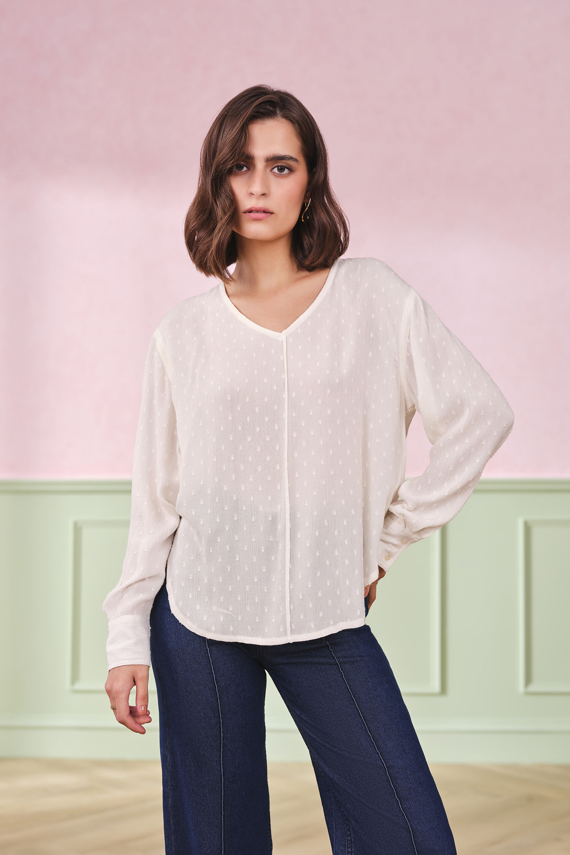 Arctic Breeze Viscose Top, White, image 1